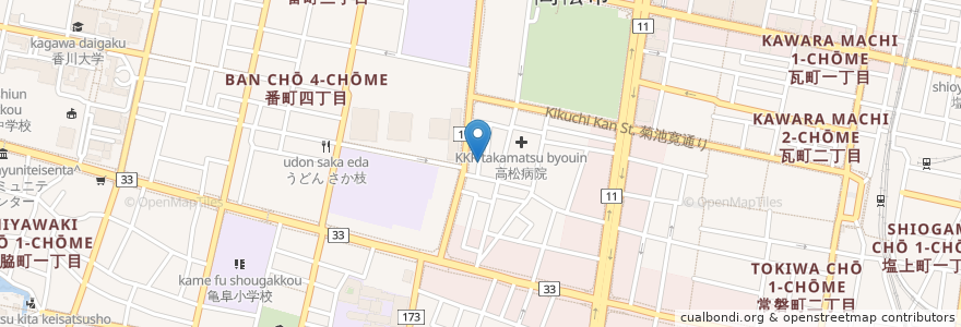 Mapa de ubicacion de 香川労働局 en Japón, Prefectura De Kagawa, Takamatsu.