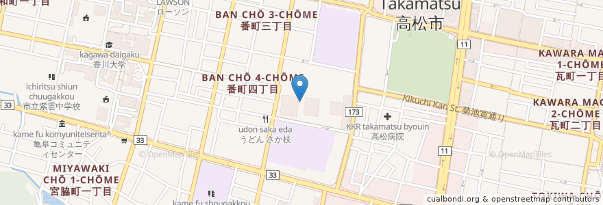 Mapa de ubicacion de 香川県庁内郵便局 en Japonya, 香川県, 高松市.