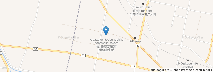 Mapa de ubicacion de 香川県東部家畜保健衛生所 en Japan, Präfektur Kagawa.