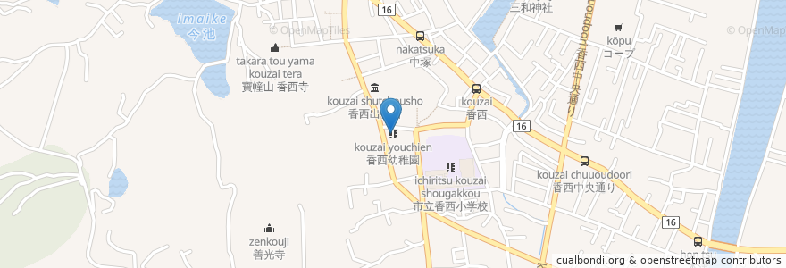 Mapa de ubicacion de 香西幼稚園 en Japonya, 香川県, 高松市.
