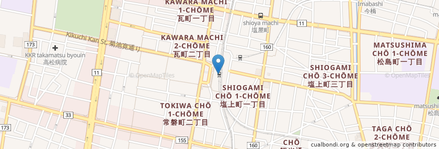 Mapa de ubicacion de 高松コトデンビル内郵便局 en Japon, Préfecture De Kagawa, 高松市.