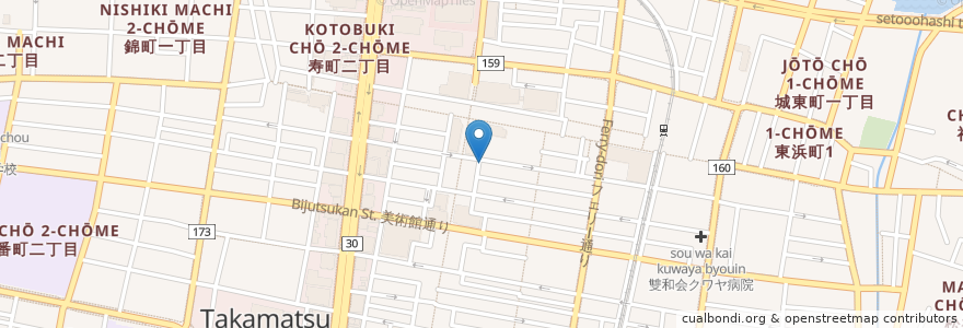 Mapa de ubicacion de 高松北警察署丸亀町交番 en Japon, Préfecture De Kagawa, 高松市.