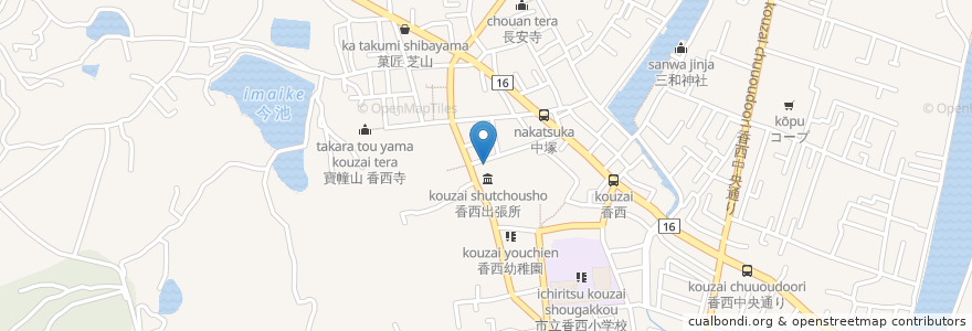 Mapa de ubicacion de 高松北警察署香西交番 en Japon, Préfecture De Kagawa, 高松市.