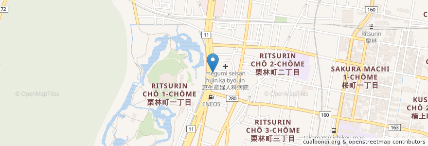 Mapa de ubicacion de 高松南警察署栗林公園前交番 en Japan, Kagawa Prefecture, Takamatsu.