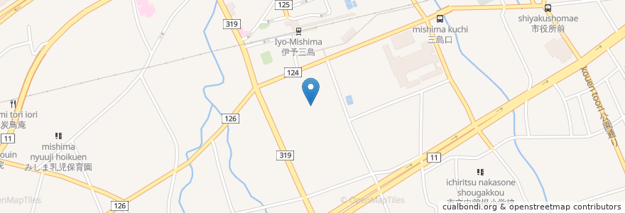 Mapa de ubicacion de 高松国税局伊予三島税務署 en Japón, Prefectura De Ehime, 四国中央市.