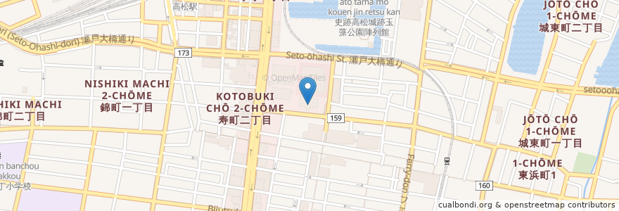 Mapa de ubicacion de 高松地方裁判所高松簡易裁判所 en Japan, Kagawa Prefecture, Takamatsu.