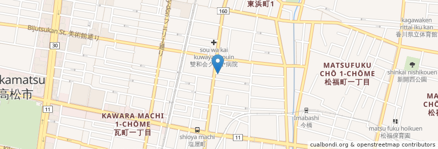Mapa de ubicacion de 高松塩屋町郵便局 en Giappone, Prefettura Di Kagawa, 高松市.