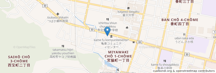 Mapa de ubicacion de 高松宮脇町郵便局 en 日本, 香川县, 高松市.