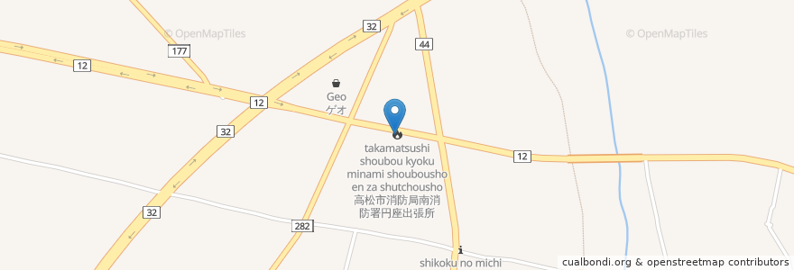 Mapa de ubicacion de 高松市消防局南消防署円座出張所 en Japan, Präfektur Kagawa, 高松市.