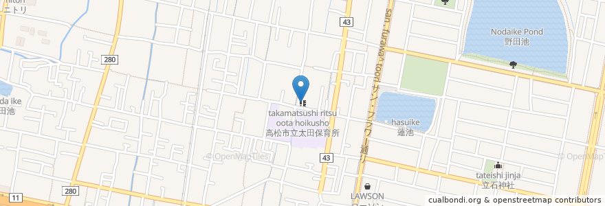 Mapa de ubicacion de 高松市立太田保育所 en Japan, Kagawa Prefecture, Takamatsu.