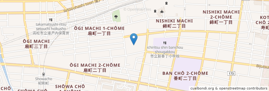 Mapa de ubicacion de 高松市立扇町保育所 en Japão, 香川県, 高松市.