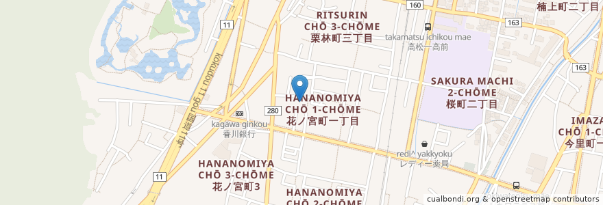 Mapa de ubicacion de 高松市立花ノ宮保育所 en Japon, Préfecture De Kagawa, 高松市.