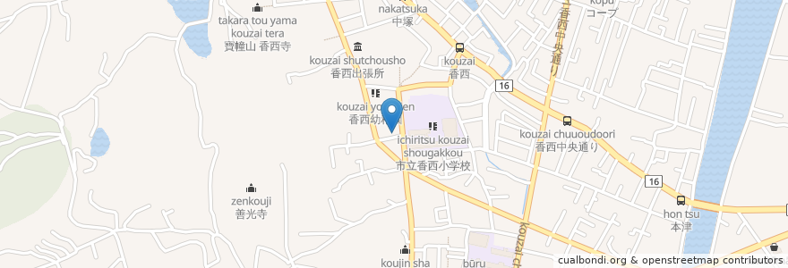 Mapa de ubicacion de 高松市立香西保育所 en Japão, 香川県, 高松市.
