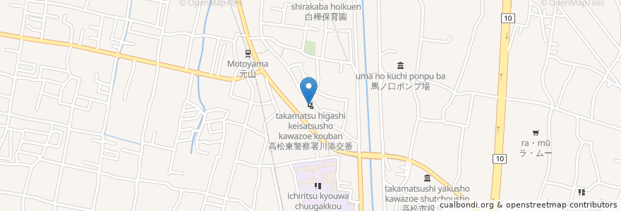Mapa de ubicacion de 高松東警察署川添交番 en Giappone, Prefettura Di Kagawa, 高松市.