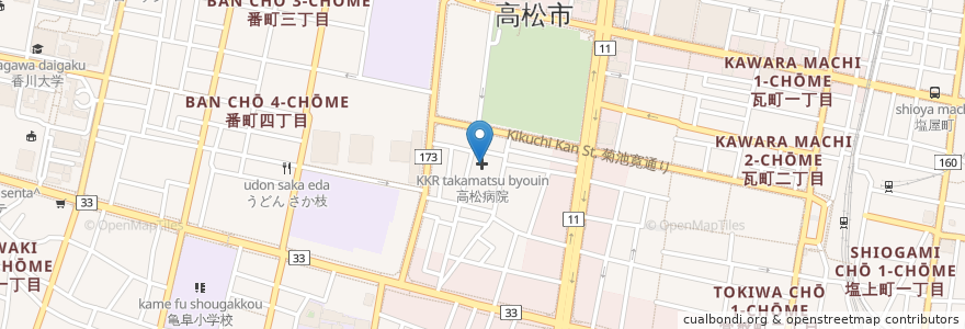 Mapa de ubicacion de KKR高松病院 en Japon, Préfecture De Kagawa, 高松市.
