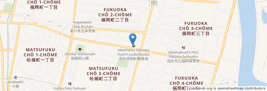Mapa de ubicacion de 高松福岡町郵便局 en Jepun, 香川県, 高松市.