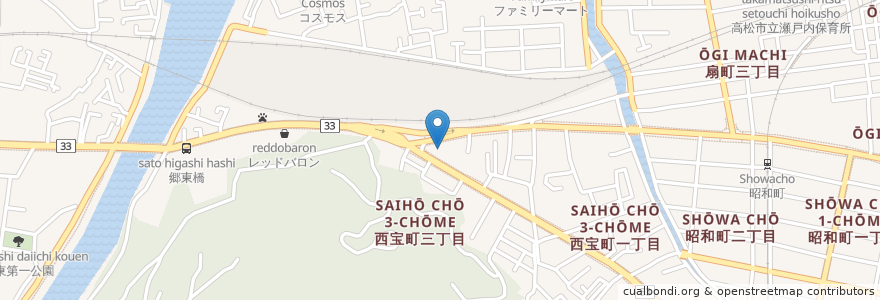Mapa de ubicacion de 高松西宝町郵便局 en اليابان, كاغاوا, 高松市.