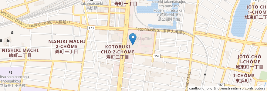 Mapa de ubicacion de 高松高等裁判所 en Japon, Préfecture De Kagawa, 高松市.