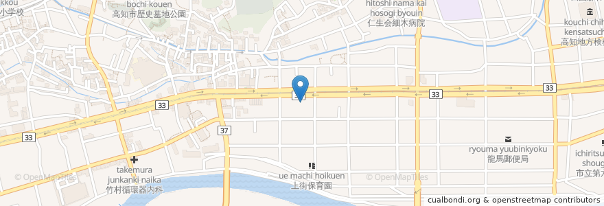 Mapa de ubicacion de 高知上町郵便局 en 日本, 高知县, 高知市.