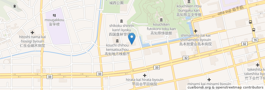 Mapa de ubicacion de 高知地方裁判所 en اليابان, كوتشي, كوتشي.