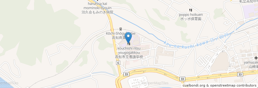 Mapa de ubicacion de 高知市立養護学校 en اليابان, كوتشي, كوتشي.