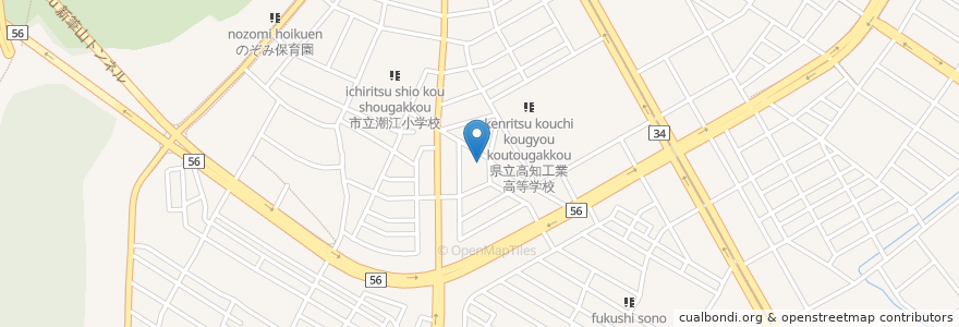 Mapa de ubicacion de 高知百石町郵便局 en Япония, Коти, Коти.