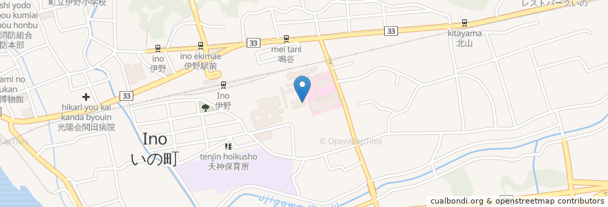 Mapa de ubicacion de 高知県中央西林業事務所 en Japan, Präfektur Kōchi, 吾川郡, いの町.