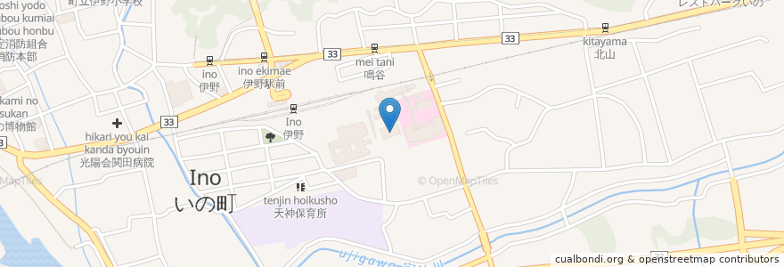 Mapa de ubicacion de 高知県中央西福祉事務所 en 日本, 高知県, 吾川郡, いの町.