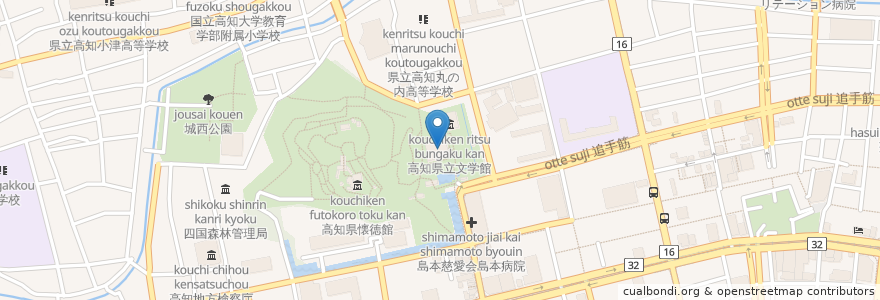 Mapa de ubicacion de 高知県立図書館 en Japón, Prefectura De Kōchi, 高知市.