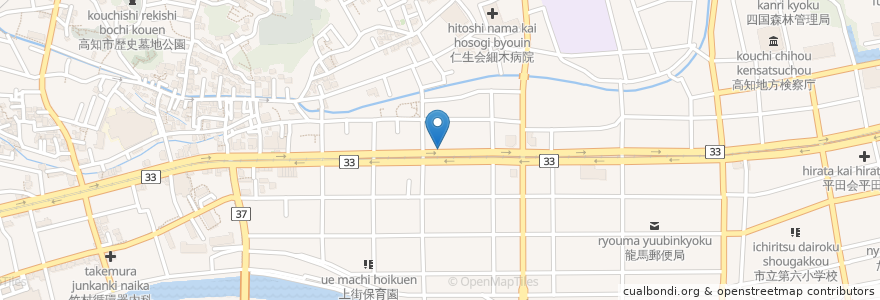 Mapa de ubicacion de 高知警察署上町交番 en Japan, Kochi Prefecture, Kochi.