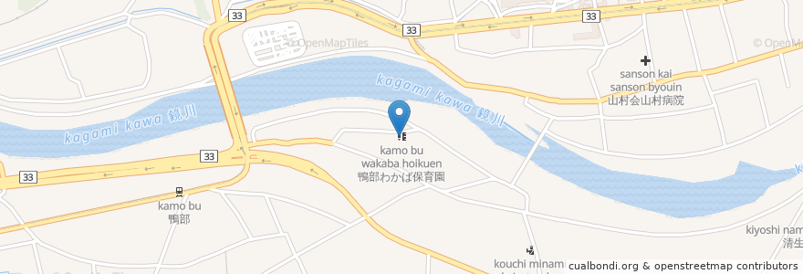 Mapa de ubicacion de 鴨部わかば保育園 en Japonya, 高知県, 高知市.