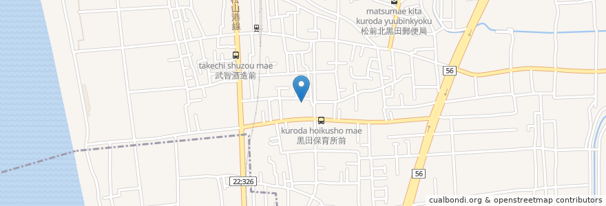 Mapa de ubicacion de 黒田保育所 en Japón, Prefectura De Ehime, 伊予郡, 松前町.