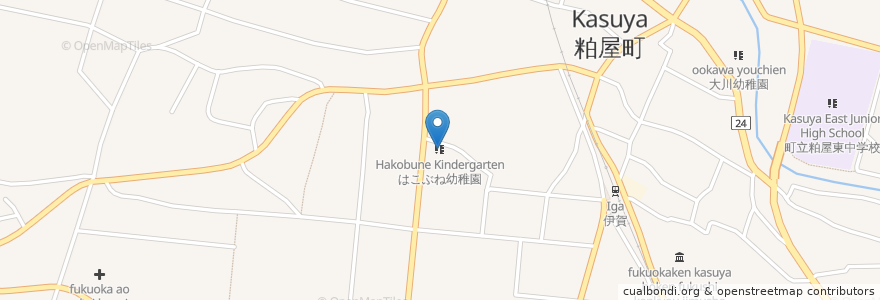 Mapa de ubicacion de はこぶね幼稚園 en Japan, 福岡県, 糟屋郡, 粕屋町.