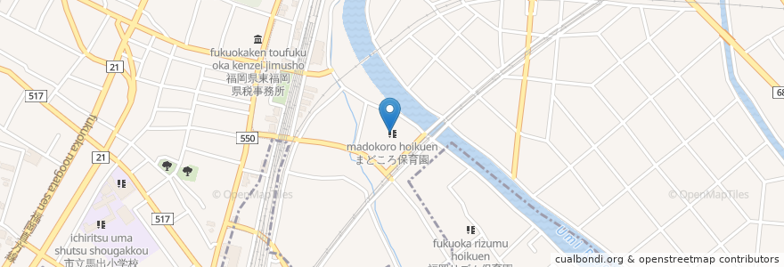 Mapa de ubicacion de まどころ保育園 en Japão, 福岡県, 福岡市, 東区.