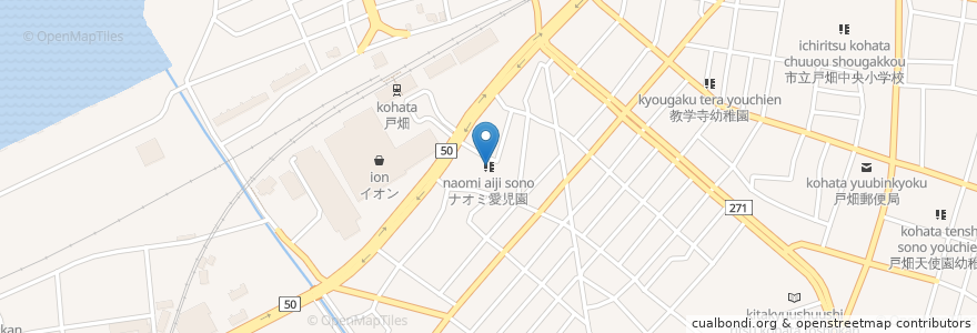 Mapa de ubicacion de ナオミ愛児園 en Giappone, Prefettura Di Fukuoka, 北九州市, 戸畑区.
