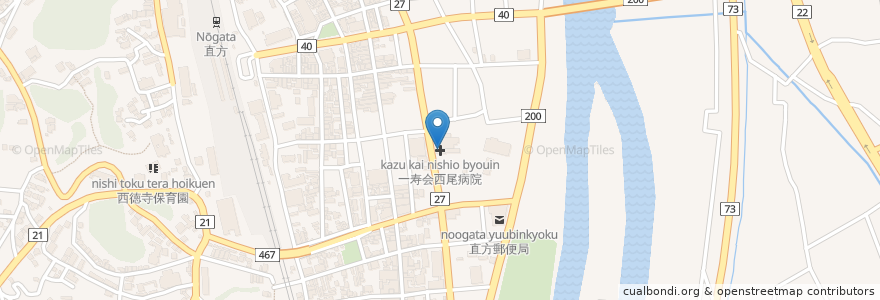 Mapa de ubicacion de 一寿会西尾病院 en 일본, 후쿠오카현, 直方市.