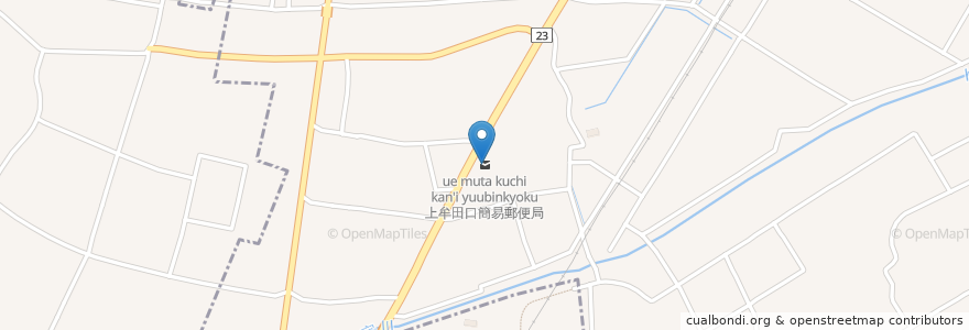 Mapa de ubicacion de 上牟田口簡易郵便局 en Japón, Prefectura De Fukuoka, 三潴郡, 大木町.