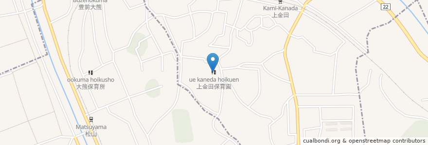 Mapa de ubicacion de 上金田保育園 en 日本, 福岡県, 田川郡, 福智町.