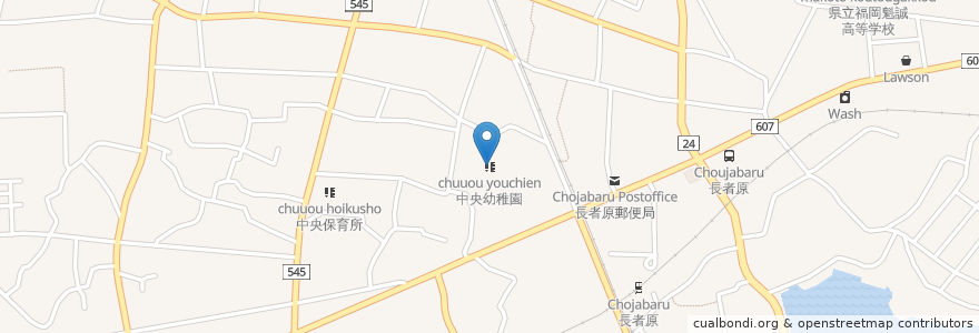 Mapa de ubicacion de 中央幼稚園 en 日本, 福岡県, 糟屋郡, 粕屋町.