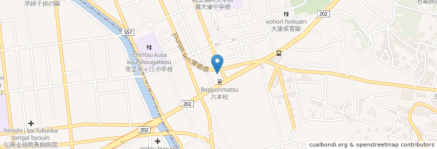Mapa de ubicacion de 中央警察署六本松交番 en Japonya, 福岡県, 福岡市, 中央区.