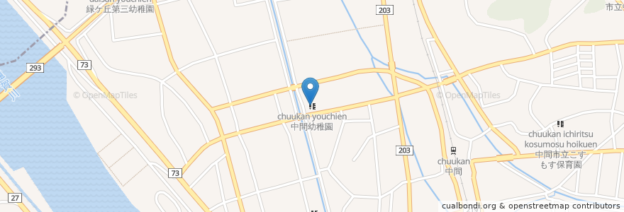 Mapa de ubicacion de 中間幼稚園 en Japan, Fukuoka Prefecture, Nakama.