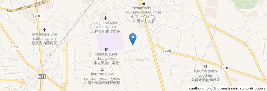 Mapa de ubicacion de 久留米社会保険事務所 en Japon, Préfecture De Fukuoka, 久留米市.