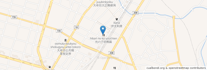 Mapa de ubicacion de 光の子幼稚園 en 일본, 후쿠오카현, 大牟田市.