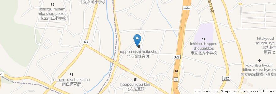 Mapa de ubicacion de 北方西保育所 en Japão, 福岡県, 北九州市, 小倉南区.