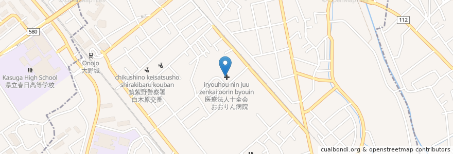 Mapa de ubicacion de おおりん病院 en Япония, Фукуока, 大野城市.