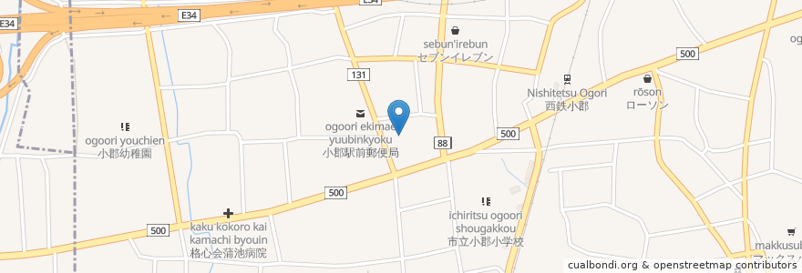 Mapa de ubicacion de 協和病院 en 日本, 福岡県, 小郡市.
