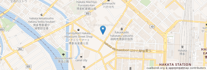 Mapa de ubicacion de 博多祇園西郵便局 en Japon, Préfecture De Fukuoka, 福岡市, 博多区.