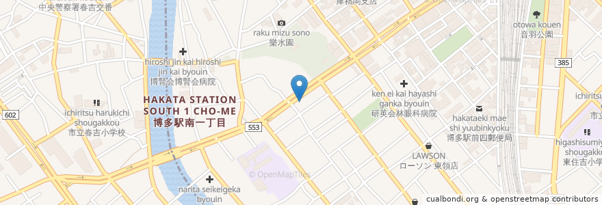 Mapa de ubicacion de 博多警察署住吉交番 en 日本, 福冈县, 福冈市.