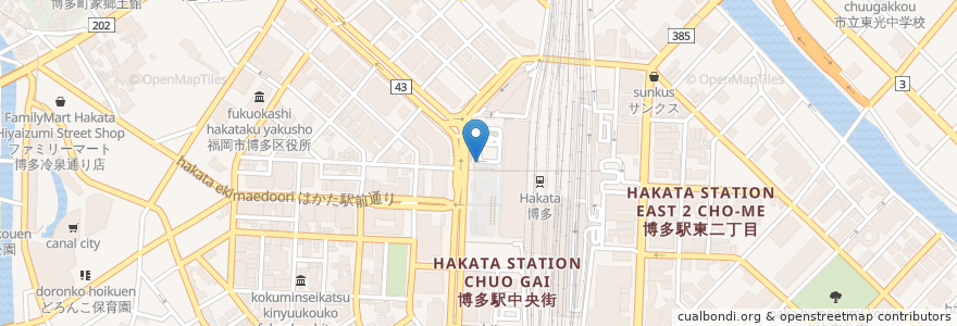 Mapa de ubicacion de 博多警察署博多駅前交番 en اليابان, محافظة فوكوكا, فوكوكا, 博多区.