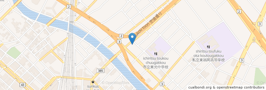 Mapa de ubicacion de 博多警察署堅粕交番 en Japão, 福岡県, 福岡市, 博多区.